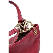 Love Moschino women red leather handbag with gold-tone heart-shaped logo clasp in polyurethane material