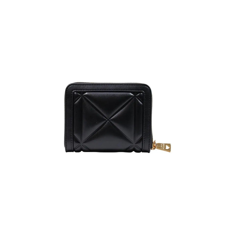 Love Moschino Schwarze Damengeldbörse aus gestepptem Polyurethan mit goldfarbenem Reißverschlussanhänger und kompaktem Design (B 13 x H 9 x L 3 cm).