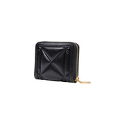Love Moschino Damengeldbörse aus schwarzem, gestepptem Leder mit goldfarbenem Reißverschluss, Polyurethan, B 13 x H 9 x L 3