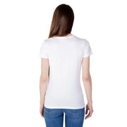 White cotton love moschino women’s t-shirt with short sleeves and simple crew neck design