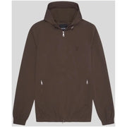 Lyle & Scott dark brown hooded blazer with subtle embroidered logo and silver zippers for all seasons