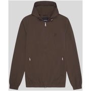 Lyle & Scott dark brown hooded blazer with subtle embroidered logo and silver zippers for all seasons