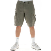 Lyle & Scott Leinenshorts für Herren in Olivgrün mit mehreren Taschen und gelbem Vogellogo, Vorderansicht
