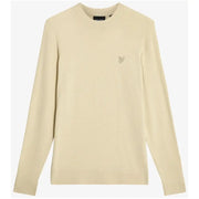 Lyle & Scott Herren-Sweatshirt aus beigefarbener Baumwolle mit langen Ärmeln und Rundhalsausschnitt sowie kleinem, gesticktem Vogellogo auf der linken Brust