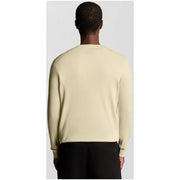 Lyle and Scott Herren-Sweatshirt aus beigefarbener Baumwolle mit Rundhalsausschnitt, hellgelben langen Ärmeln und glatter Strickstruktur