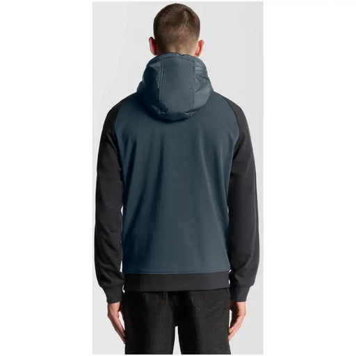 Lyle & Scott Herren-Sweatshirt mit Kapuze in Dunkelblaugrün und Schwarz mit gesteppter Kapuze und zweifarbigem Design