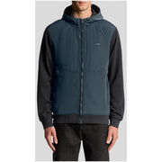 Lyle and Scott men blue zip hooded sweatshirt in dark teal and black with subtle chest logo and two-tone design