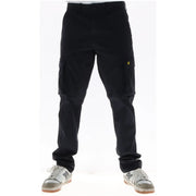Lyle and scott men brown cotton trousers featuring black cargo pants with yellow bird logo on thigh pocket