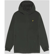 Dunkelgrüner Herren-Kapuzenpullover von Lyle & Scott aus Polyester mit Reißverschluss und kleinem goldenen Vogellogo auf der Brust