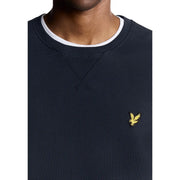 Lyle & Scott Herren-Sweatshirt, marineblau, aus Baumwolle, Rundhalsausschnitt mit weißem Rippstrickbündchen und gelbem, gesticktem Vogellogo