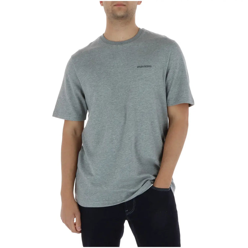 Lyle & Scott men t-shirt gray heathered cotton with small black patagonia logo on the left chest