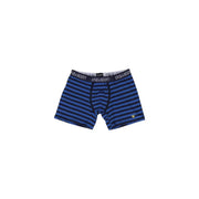 Lyle and Scott men underwear blue cotton boxer briefs with blue and navy stripes and black branded waistband