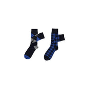 A pair of Lyle and Scott men underwear blue cotton socks with geometric argyle and bold plaid patterns