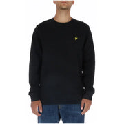 Lyle & Scott Schwarzes Herren-Sweatshirt aus Baumwolle mit langen Ärmeln und gelbem, gesticktem Vogellogo auf der linken Brustseite