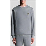 Men’s Heather Grey Crewneck Sweatshirt with Small Yellow Embroidered Logo on Left Chest