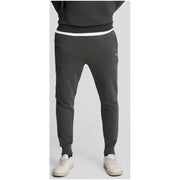 Lyle & Scott Graue Herren-Baumwollhose mit Vordertaschen, weißem Bund und gelbem Logo am Oberschenkel