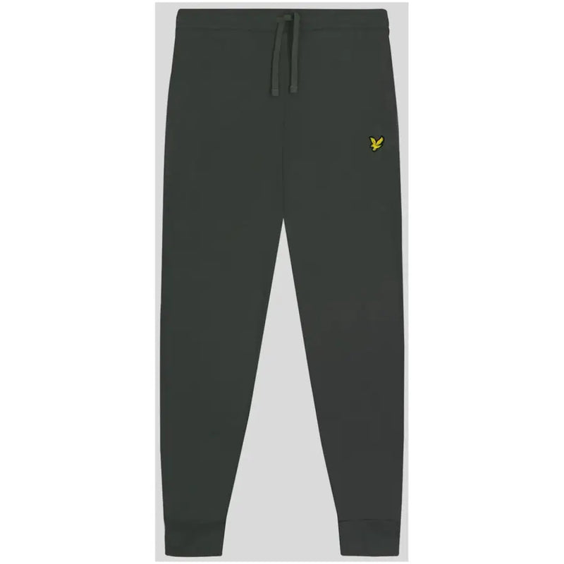 Lyle & Scott Herren-Jogginghose aus dunkelgrauer Baumwolle mit Vordertaschen und gelbem Vogellogo am linken Oberschenkel
