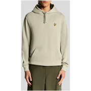 Men’s light olive green hoodie with yellow embroidered logo and front pocket by Lyle & Scott