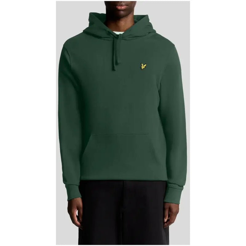 Men’s dark green hooded sweatshirt with kangaroo pocket and yellow bird logo