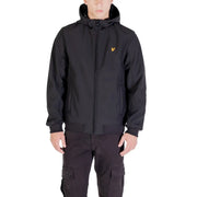 Lyle & Scott Softshelljacke für Herren in Schwarz mit goldgesticktem Vogellogo, Vorderansicht