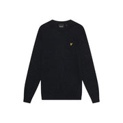 Lyle & Scott Schwarzer Wollpullover für Herren mit goldgesticktem Vogellogo auf der linken Brust, Vorderansicht