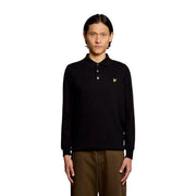 Lyle & Scott Wollpullover aus Baumwollmerino für Herren in Schwarz mit gelbem Vogellogo auf der Brust, Vorderansicht