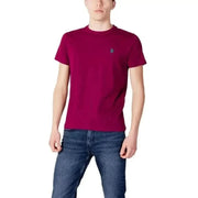 Magenta US Polo Assn. Herren t-shirt mit kleinem blauen Brustlogo