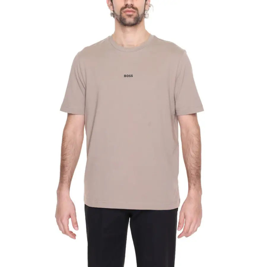 Boss Boss Men T-Shirt featuring a man in beige with ’person’ on it