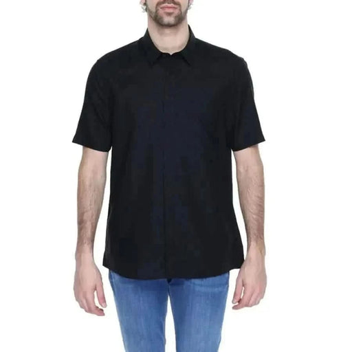 Man in Antony Morato black shirt and jeans - Antony Morato Men Shirt