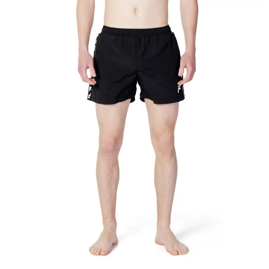 Fila Men Swimwear - Man in Black Fila Swim Trunks
