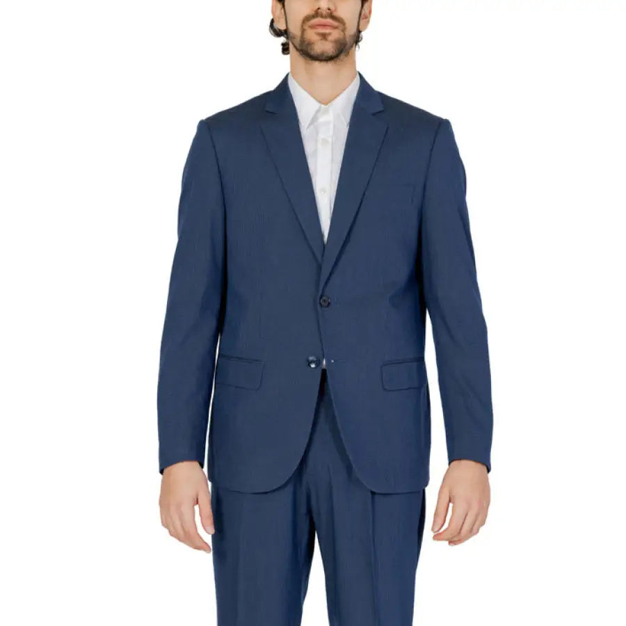 Man in Antony Morato blue suit for Antony Morato Men Blazer product.