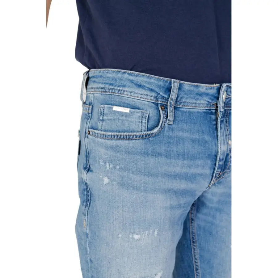 
                      
                        Man wearing Antony Morato blue t-shirt and Antony Morato men jeans.
                      
                    