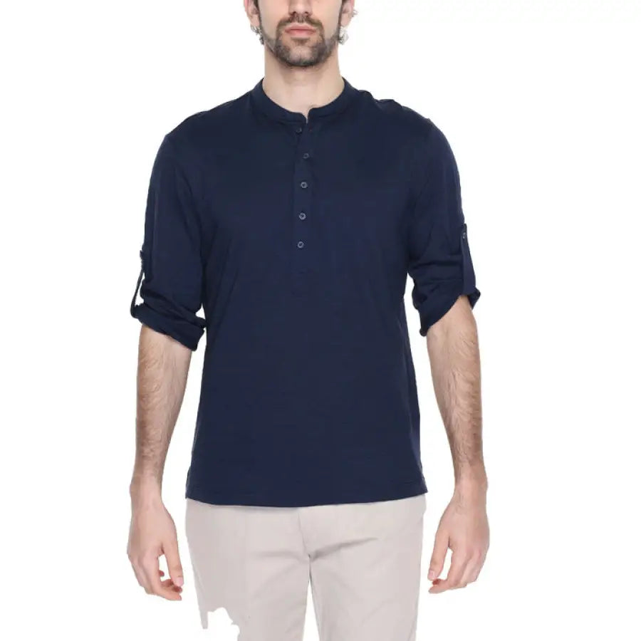 Man in Antony Morato navy polo shirt for Antony Morato Men T-Shirt product