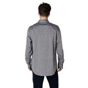 Man wearing Gray Patterned Men’s Long Sleeved Shirt showcasing stylish design