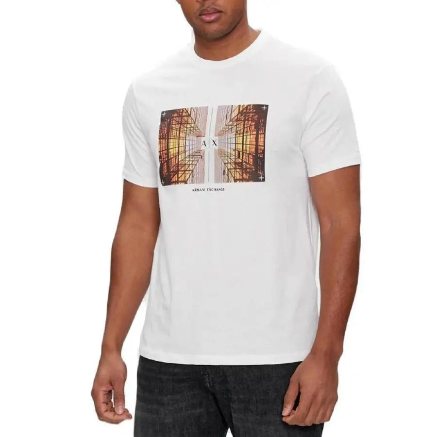 
                      
                        Armani Exchange men’s T-shirt with city picture design
                      
                    