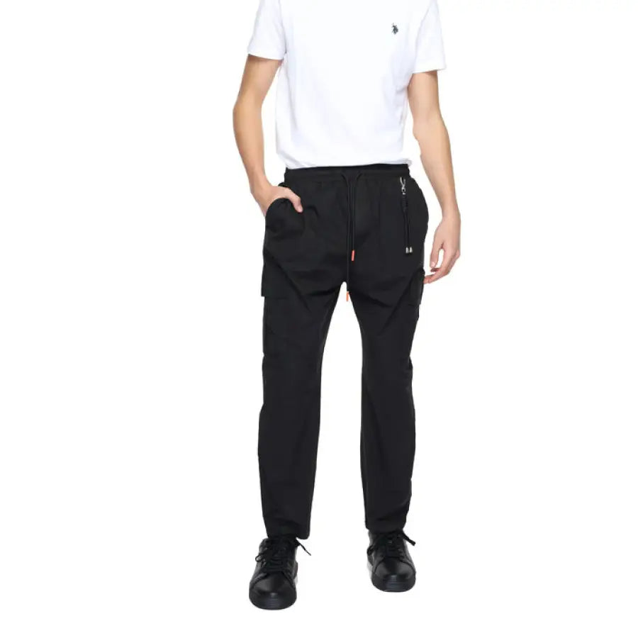 
                      
                        Man wearing Gianni Lupo Men Trousers, white t-shirt, and black pants
                      
                    