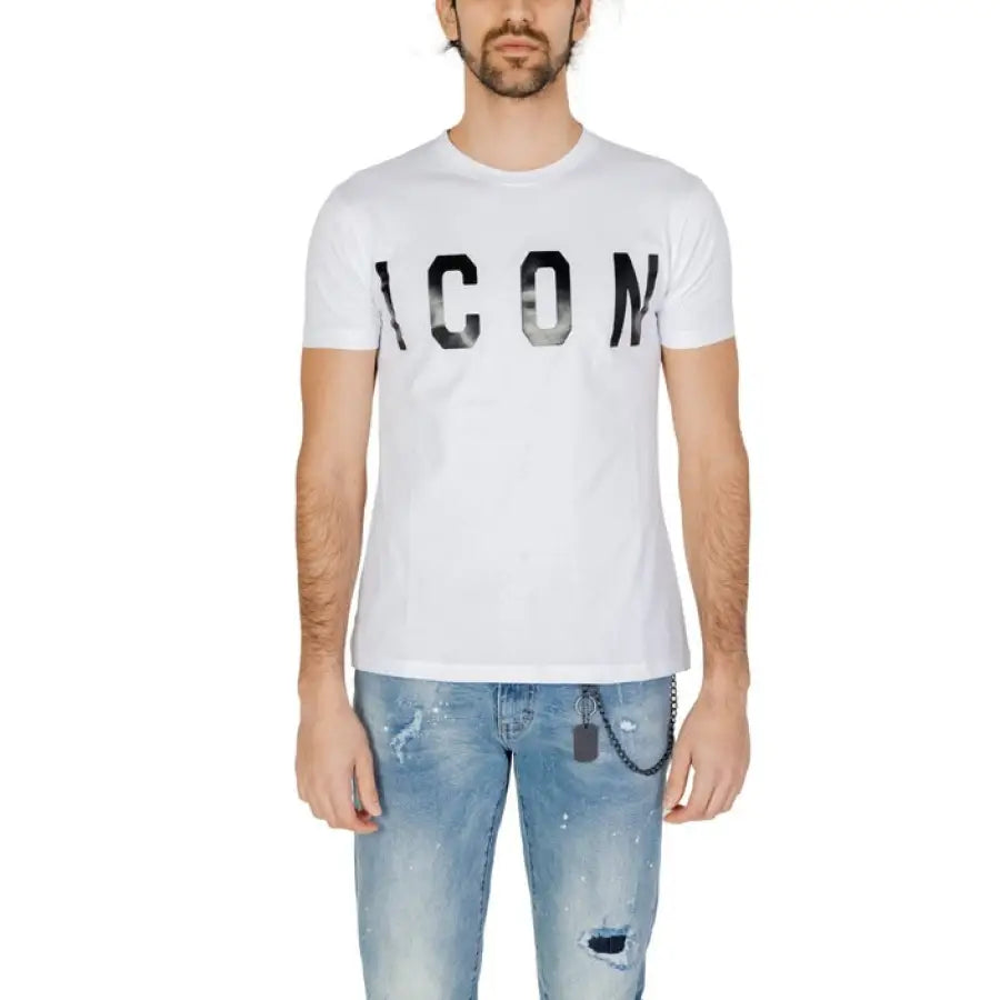 Icon Icon Men T-Shirt with man wearing white ’NO’ print tee