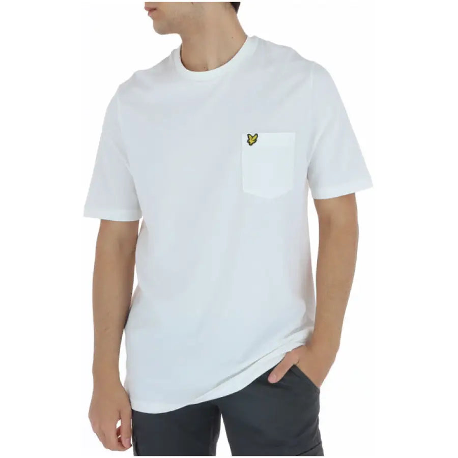 Lyle & Scott men t-shirt with yellow logo on white shirt - Scott Lyle apparel