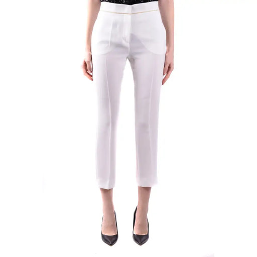 Maxmara white women’s tailored high waist trousers with subtle pleats and a minimalist spring summer design
