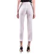 MaxMara white women’s spring summer high-waisted cropped trousers with tailored fit and gold trim waistband