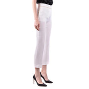 MaxMara white women’s spring summer high-waisted cropped trousers with sleek straight-leg cut and subtle side seam detailing