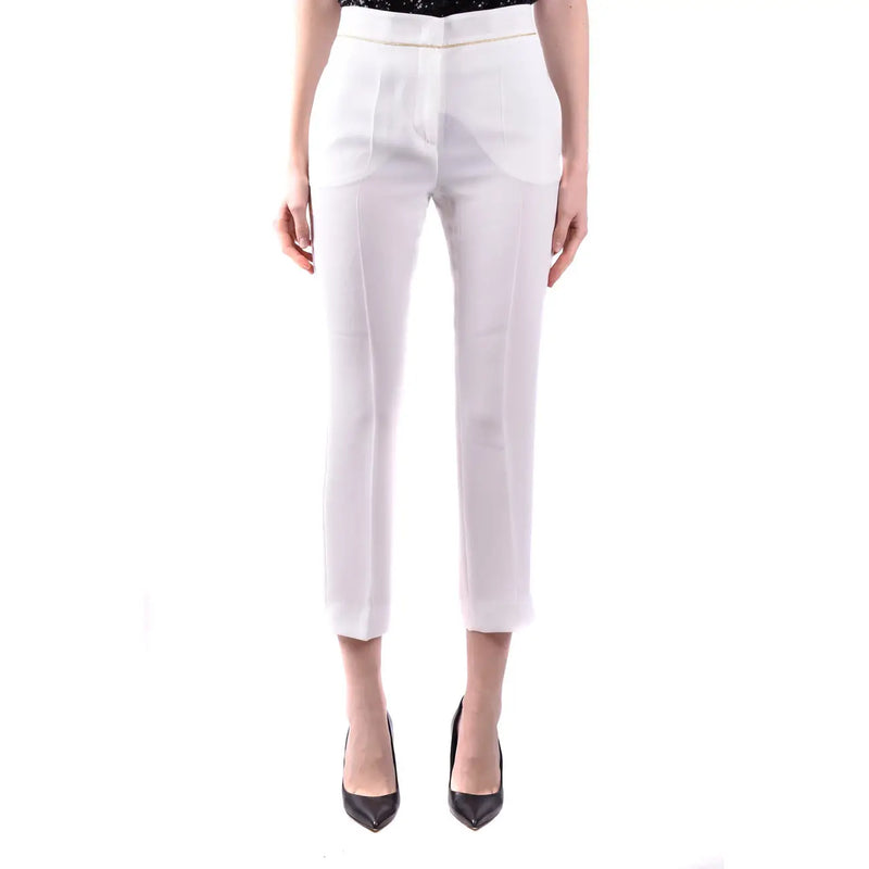 Maxmara white women’s tailored high waist trousers with subtle pleats and a minimalist spring summer design