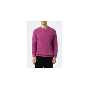 Mc2 Saint Barth men alpaca knitwear fuchsia round neck textured crewneck sweater with ribbed cuffs and hem