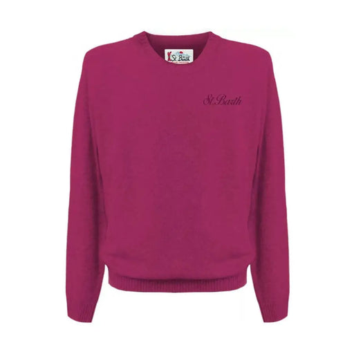 Ein magentafarbener Alpaka-Strickpullover mit Rundhalsausschnitt für Herren von Mc2 Saint Barth in Fuchsia
