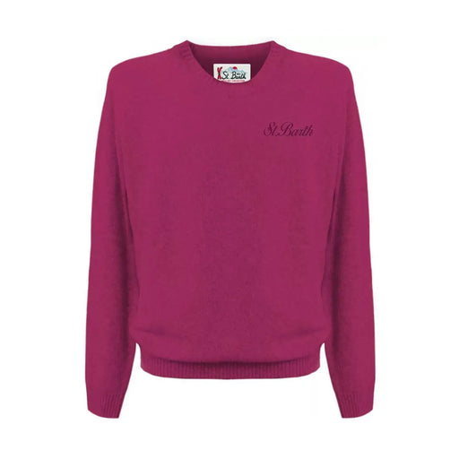 A magenta alpaca knitwear round neck sweater for men by Mc2 Saint Barth in fuchsia color