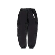 Black cargo sweatpants with drawstring waist and side pockets - Disclaimer Men Trousers