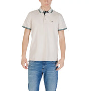 Men’s black marl short-sleeved polo shirt from Jack & Jones for stylish casual wear