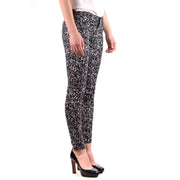 Schwarze Michael Kors Damen-Skinny-Jeans aus Baumwolle mit Stretchanteil und hohem Bund im Leopardenmuster