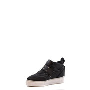 Michael Kors women black nylon sneakers with leather trim featuring quilted upper and white rubber sole