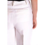 Weiße, hochgeschnittene Stretchhose für Damen von Michael Kors mit Reißverschluss und Ziernähten.